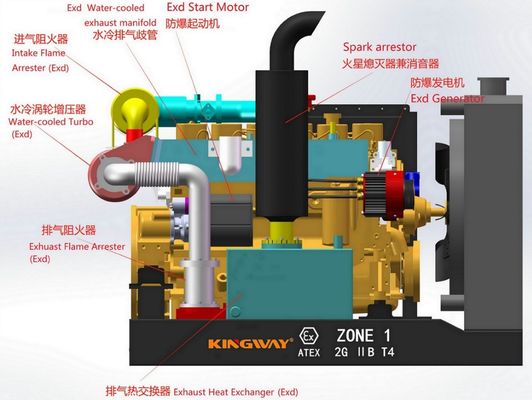 Đối với mỏ dầu &amp; khí DNV2.7-1 ngoài khơi Atex Khu vực 2 chống nổ trực tiếp nhà sản xuất Rig Safe Diesel Generator Made in China