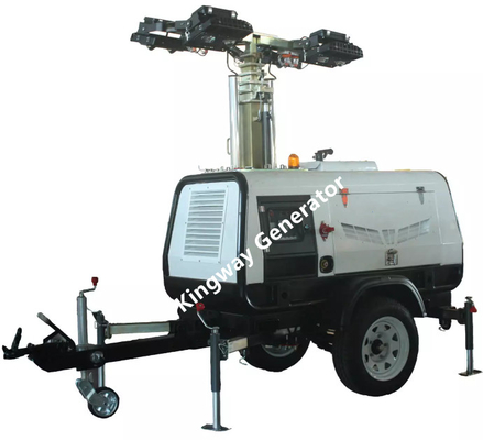 Tháp đèn diesel khai thác có thể điều chỉnh với 4 chân ổn định Cột trụ có thể thu vào theo chiều dọc