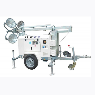 Tháp đèn diesel khai thác có thể điều chỉnh với 4 chân ổn định Cột trụ có thể thu vào theo chiều dọc