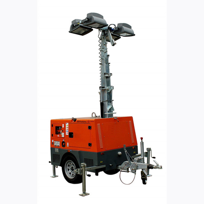 Tháp đèn diesel khai thác có thể điều chỉnh với 4 chân ổn định Cột trụ có thể thu vào theo chiều dọc