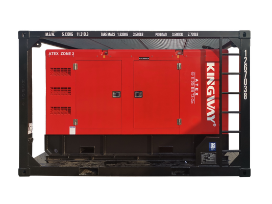 Máy phát điện diesel cách âm chống cháy nổ Kingway ATEX Zone 2 T3 500KVA có khung nâng được chứng nhận DNV