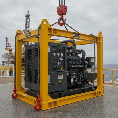 Bộ máy phát điện diesel cấp nhiệt độ 200KVA T3 ATEX Vùng 2 với khung nâng ngoài khơi DNV 2.7-1